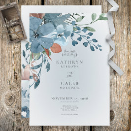 Boho Rust e Blue Floral Wedation Convite