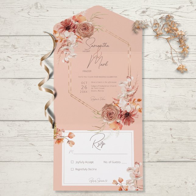 Boho Rust Fall Floral no Peach No Janto (Criador carregado)