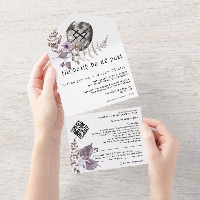 Boho Rust Gothic Viking Símbolos Wildflower Weddin (Aba destacável)