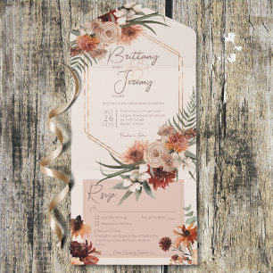 Boho Rust & Neutral Fall Floral Cream c/ Detalhes