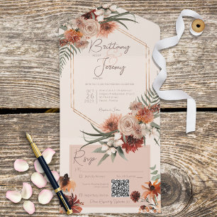 Boho Rust & Neutral Fall Floral Cream Código QR