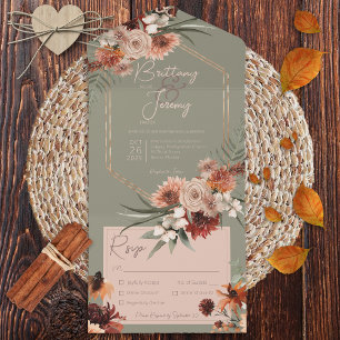 Boho Rust & Neutral Queda Floral Sage Janto Verde