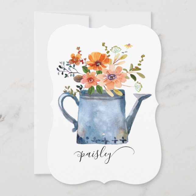 Boho Rust Orange Watercolor Flowers Água Doce (Frente)