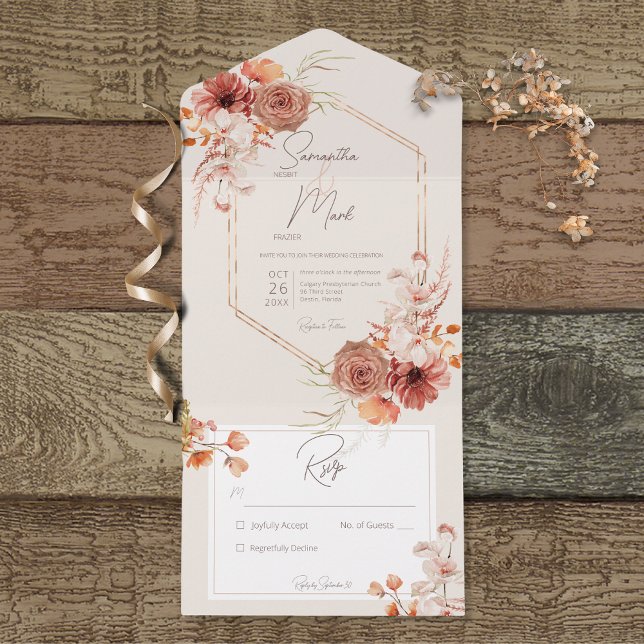 Boho Rust Queda Frame Floral no Creme No Janto (Criador carregado)