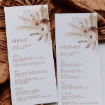 Boho Rust Terracotta Pampas Menu Casamento e Bebid<br><div class="desc">Um bonitinho Menu Boho Wedding com menu Bebidas no fundo. O cardápio perfeito de erva-pampas e flor seca para o seu casamento de vassoura em tons de terra neutro (terracota e ferrugem). Os itens correspondentes incluem convite para o casamento, Salvar a Data, Cartões de Obrigado, Banner de Plano de Casamento,...</div>