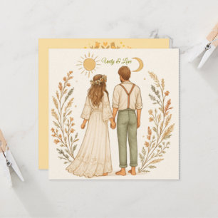 Boho Rustic Cowboy Casamento Salve a Data