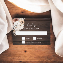 Boho Rustic Fall Flowers Casamento RSVP Card