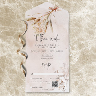 Boho Rustic Pampas e Buquê de Grama Seco Código QR
