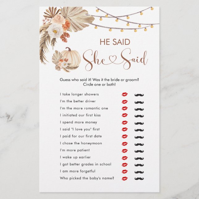 Boho Rustic Pumpkin Cai No Amor Ele Disse Que Diss (Frente)