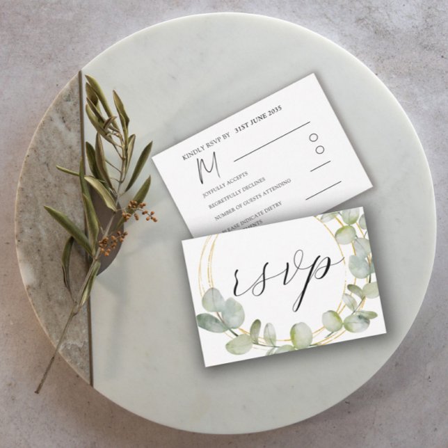Boho Sage Green Eucalyptus e RSVP de Casamento Dou (Criador carregado)