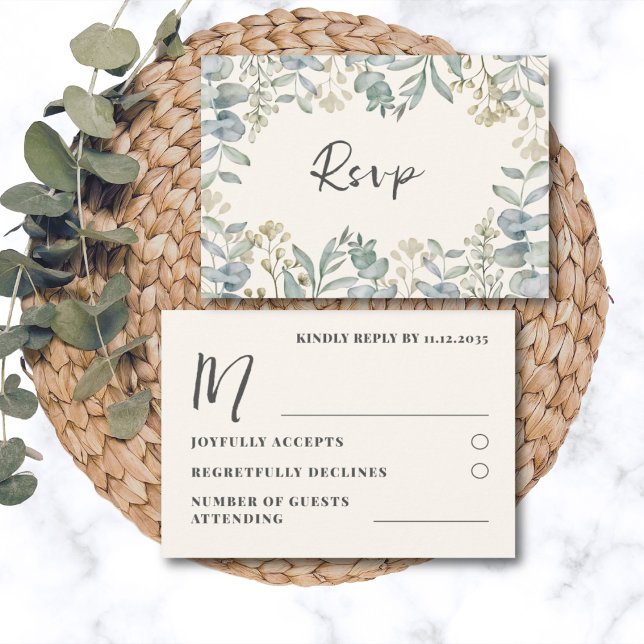 Boho Sage Green Eucalyptus Wedding RSVP (Criador carregado)