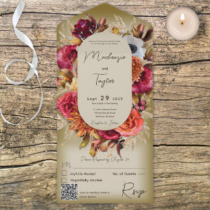 Boho Sage Green Modern Floral Wreath QR Code