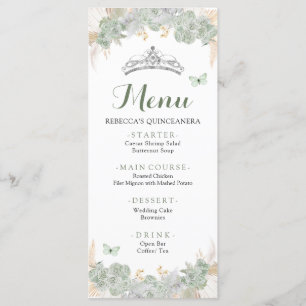 Boho Sage Green Rosas Royal Quinceañera Menu