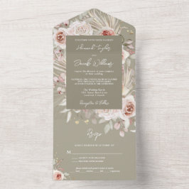 Boho Sage Green Rustic Floral com Casamento RSVP