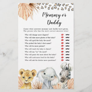 Boho Sage Green Safari Oh Boy Mamãe ou Pai Game