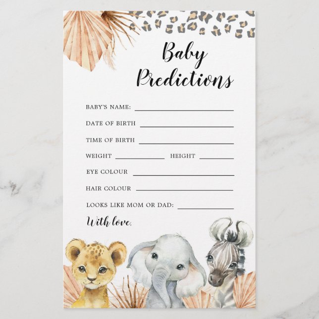 Boho Sage Green Safari Oh Boy Predição Jogo (Frente)