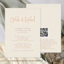 Boho Script QR Code Cream Weding Luxury Real