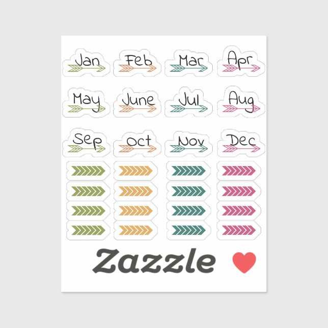 Boho Setas Mensais e Adesivos Washington Planner (Folha)