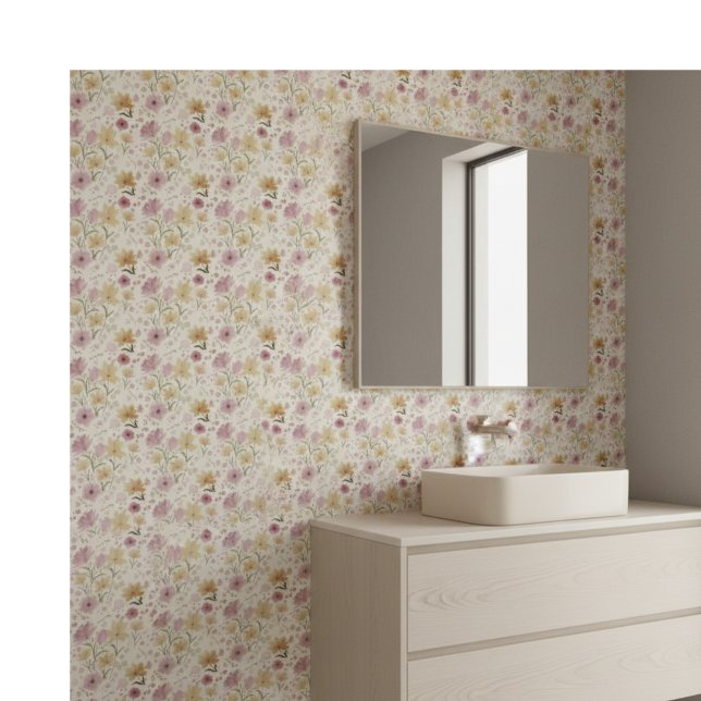 Boho Soft Pink Watercolor Wildflower  (Criador carregado)