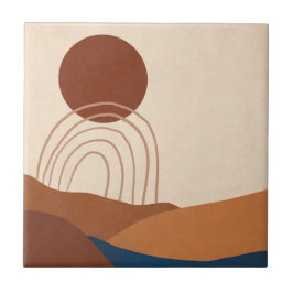 Boho Sol Paisagem Arco-íris Ferrugem Bege Azul Mar