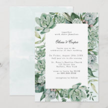 Boho Succulent Greenery Wedding Convite