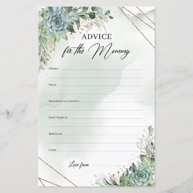 Boho suculenta Dica De Folhagem Verde Para A Mamãe (Frente)