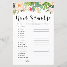 Boho Suculenta Jogo do Chá do Baby Word Scramble