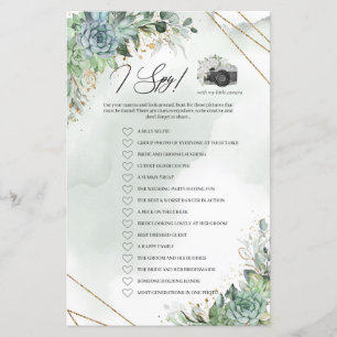 Boho suculenta o quadro de ouro foliar verde I Spy