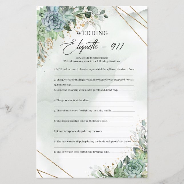 Boho suculenta ouro de eucalipto Etiqueta 911 (Frente)