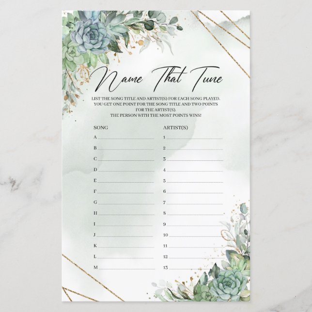 Boho suculenta ouro de eucalipto Nome que Tune (Frente)