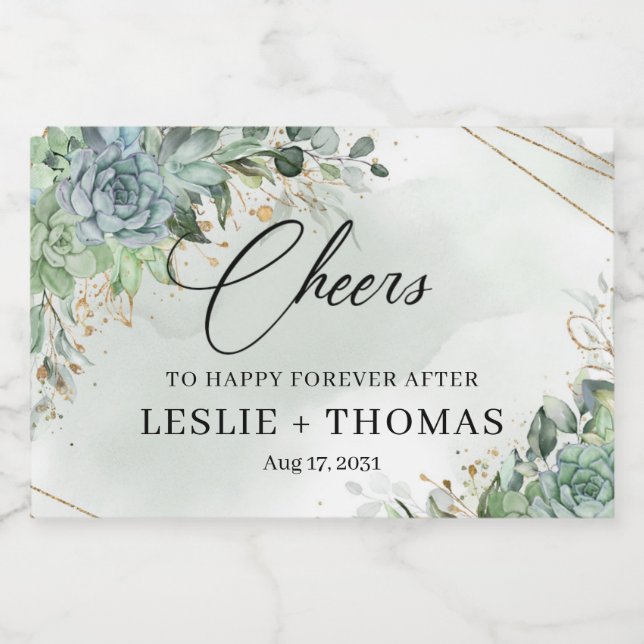 Boho suculenta uma armação de ouro de eucalipto ve (Rótulo Único)