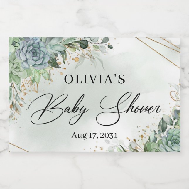 Boho suculenta uma armação de ouro de eucalipto ve (Rótulo Único)