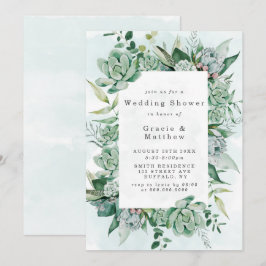 Boho - Suculente Chá de casamento Verde Convites