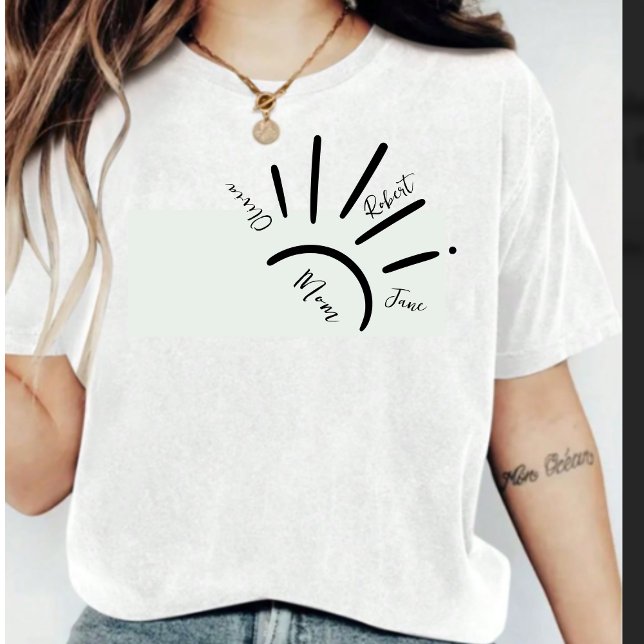Boho Sun Mãe Nome do Criança Raios Sun Camiseta fe (Criador carregado)