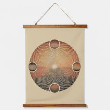 "Boho Sun Wall Tapeçaria - Ouro Sunburst com Orelh