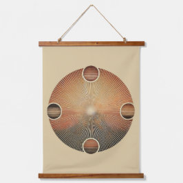 "Boho Sun Wall Tapeçaria - Ouro Sunburst com Orelh