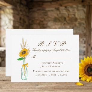 Boho Sunflower Country Yellow Floral Weding RSVP