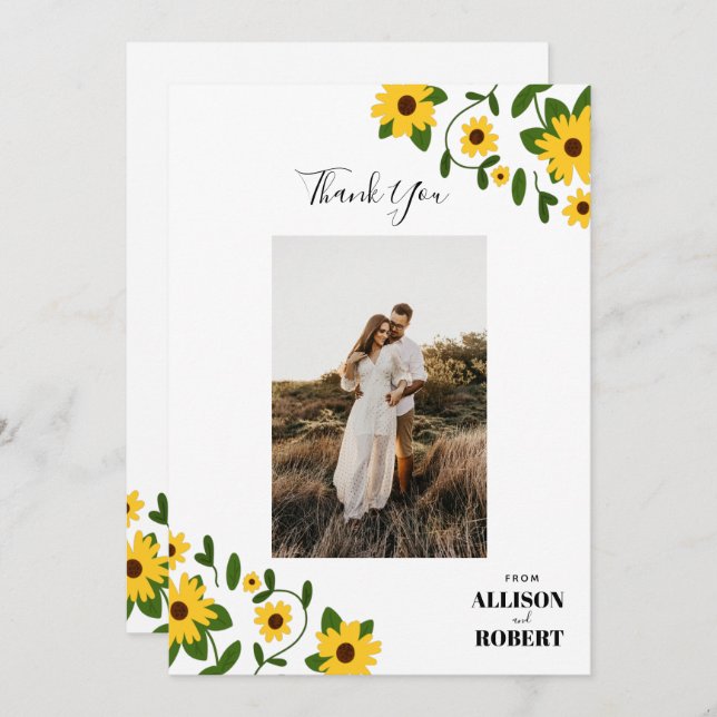 Boho Sunflower Patch Cartões de agradecimentos (Frente/Verso)