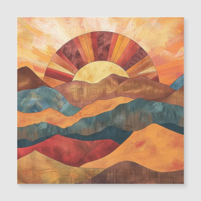 Boho Sunset Sobre Montanhas - Paisagem Terrestre R (Frente)