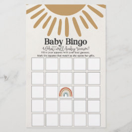 boho sunshine baby bingo, jogo de chá de fraldas