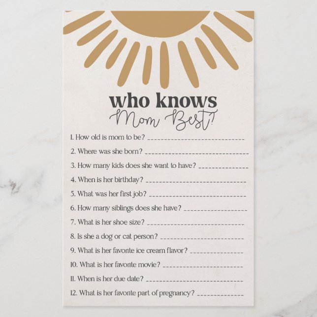 boho sunshine que conhece o melhor jogo da mãe (Frente)