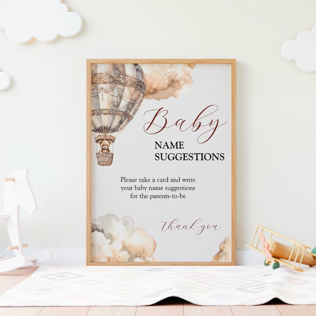 Boho Sweet Bear Air Balloon Baby Name Game (Boho Sweet Bear Air Balloon Baby Name Ideas Game)