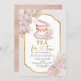 Boho Tea para Dois Segundo Convite de Aniversário