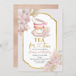 Boho Tea para Dois Segundo Convite de Aniversário