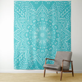 Boho Teal Mandala Tapeçaria