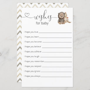 Boho Teddy Bear Chá de fraldas Deseja Bebê