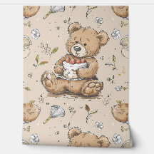 Boho Teddy Bear Pattern Baby NurserRoom