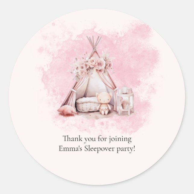 Boho Teepee Tenda Sleepover Favor adesivo (Frente)