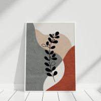 Boho Terracotta Abstrato Botanical Art Poster