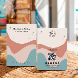 Boho terracotta Blue Joewelry maker Qr logo brinco